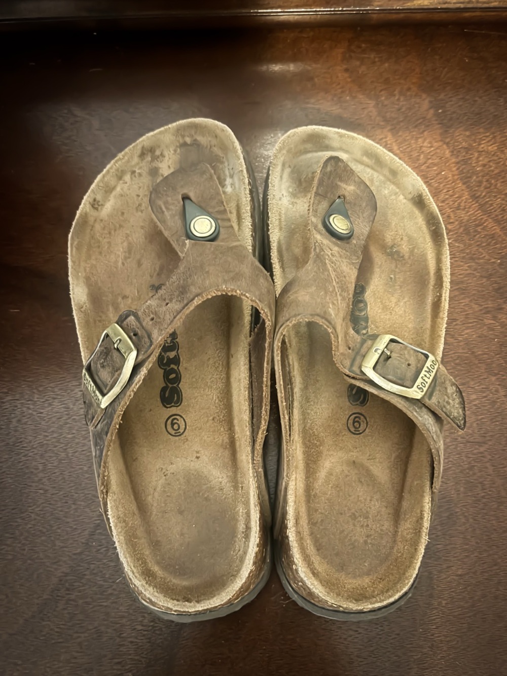 Brown and White Softmoc  Sandals with Buckle